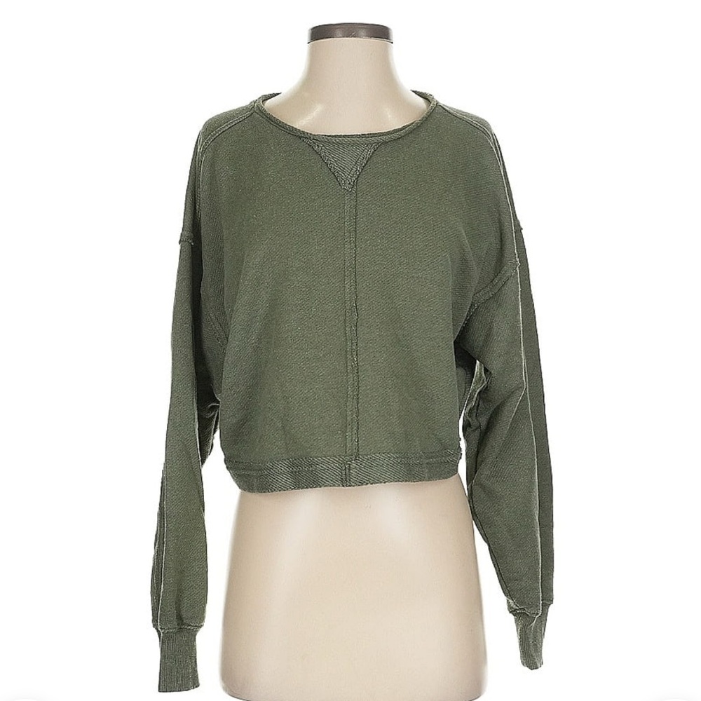 Olive Green Aerie Women's Cropped Sweatshirt